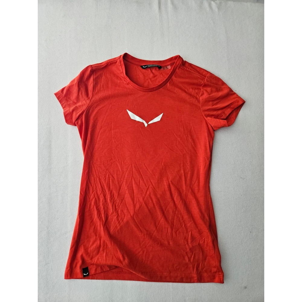 Salewa Dryton Short Sleeve Hiking T-Shirt Womens Medium Red Athletic Crew Neck - Picture 2 of 7